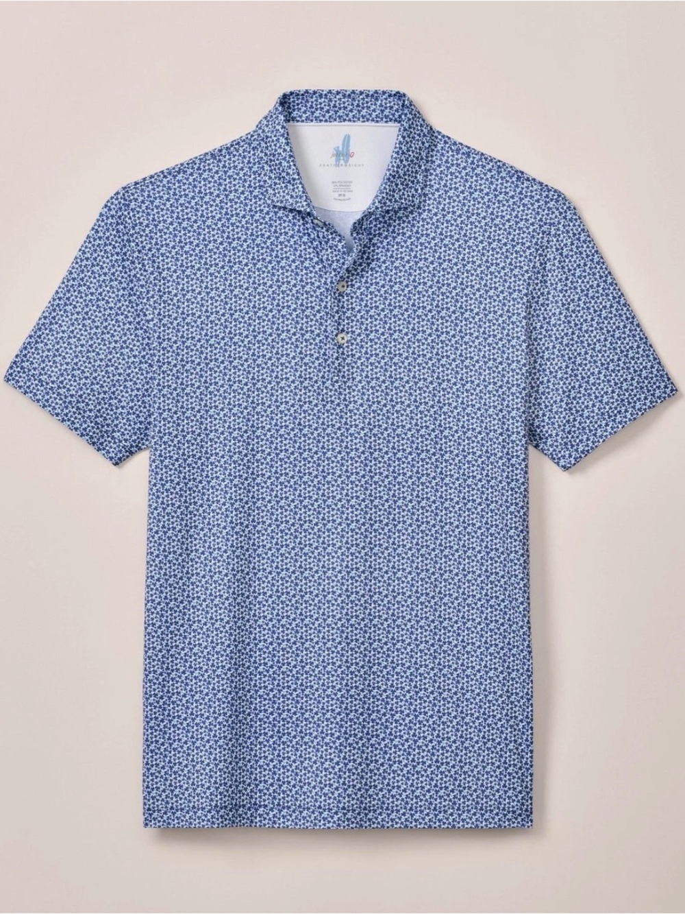 Johnnie-O Mens Featherweight Four Leaf Polo Shirt Lake Blue XL NWT